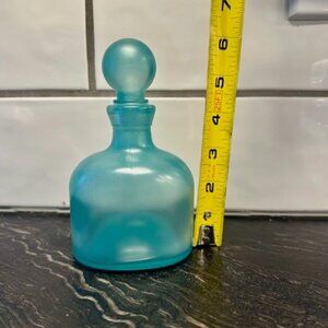 Vintage stunning glass perfume bottle, beautiful green of color